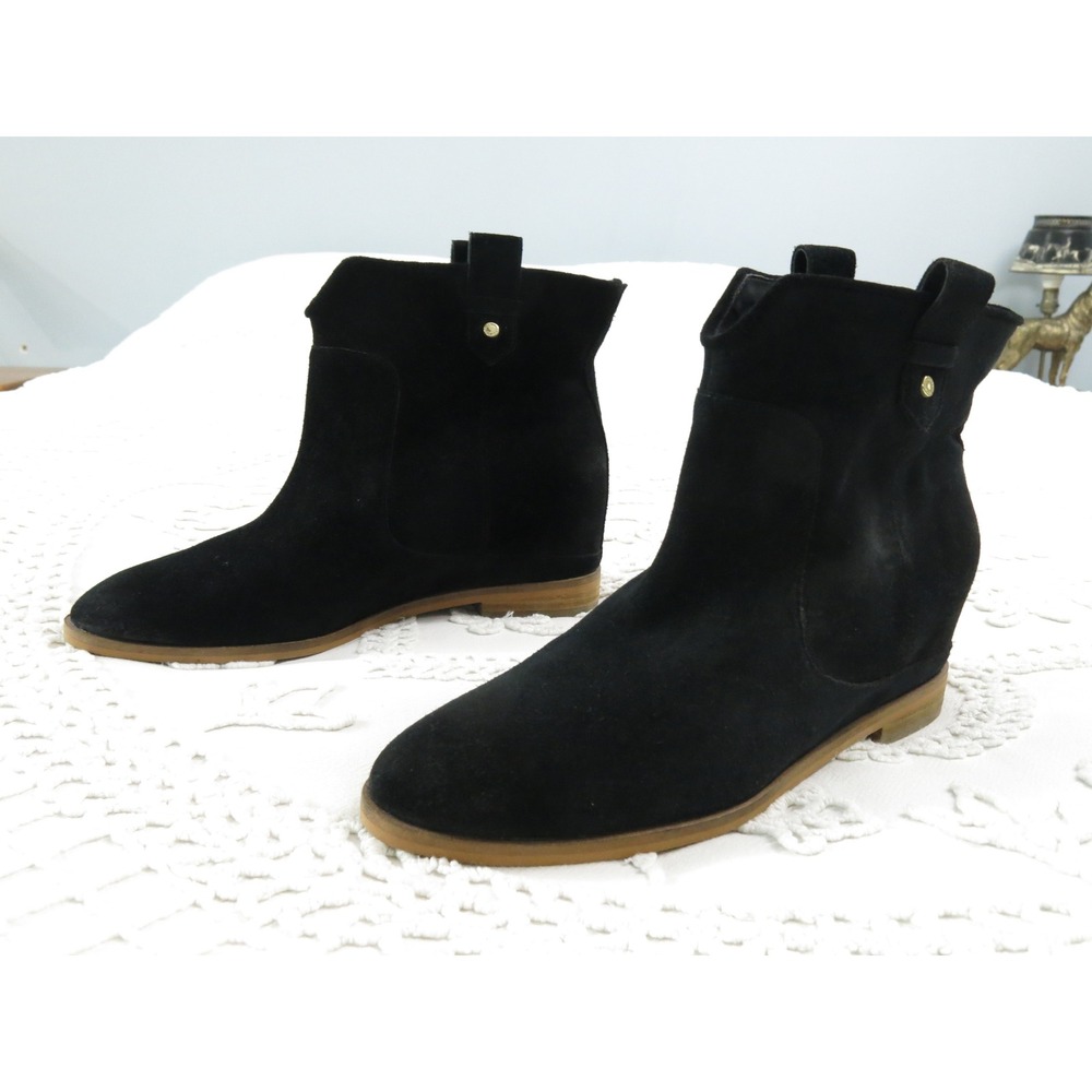 Cole Haan Grand.OS Black Suede Hidden Wedge Ankle Boots 10 W18649 Bootie